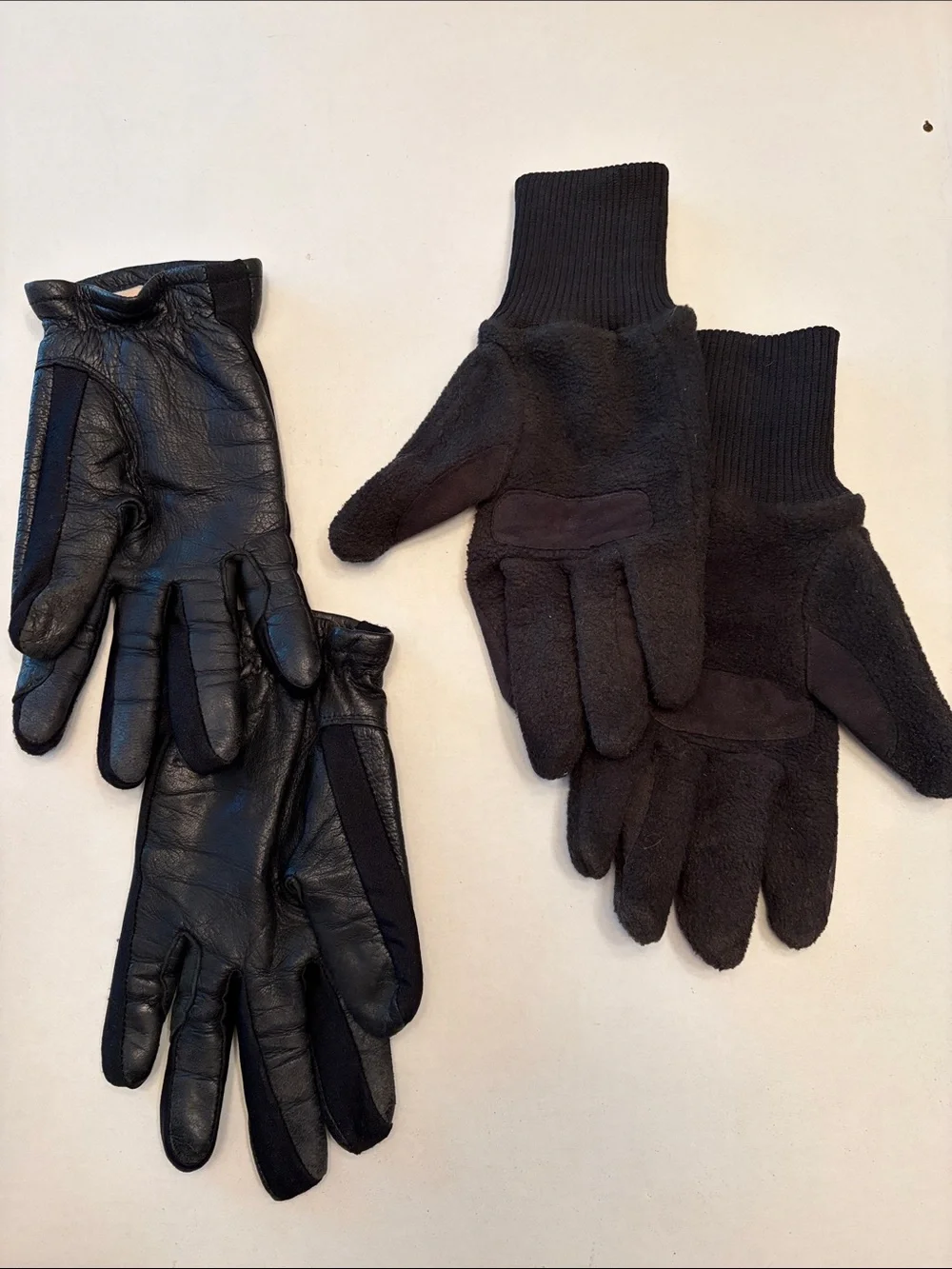 Women’s Black Deer Skin Leather and Fleece Winter Gloves - Pair Horseback riding